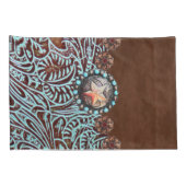 茶色のターコイズカウボーイ西部のカントリーパターン 枕カバー (裏面-右)