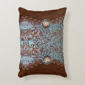 茶色のターコイズ素朴西部の国柄 アクセントクッション (正面(垂直))