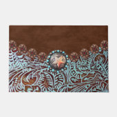 茶色のターコイズ素朴西部の国柄 ドアマット (正面)
