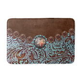 茶色のターコイズ素朴西部の国柄 バスマット (正面)