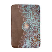 茶色のターコイズ素朴西部の国柄 バスマット (正面縦)