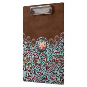 茶色のターコイズ西の国のツーリング革 クリップボード (左)