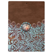 茶色のターコイズ西の国のツーリング革 クリップボード (裏面)