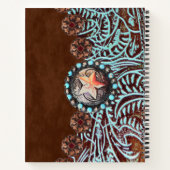 茶色のターコイズ西の国のツーリング革 ノートブック (裏面)