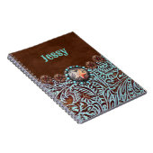 茶色のターコイズ西の国のツーリング革 ノートブック (右側)