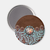 茶色のターコイズ西の国のツーリング革 マグネット (正面/裏面)