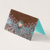 茶色のターコイズ西の国のツーリング革 名刺 (裏面)