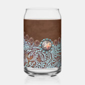 茶色のターコイズ西カントリー女性のカーボーイの花嫁 ガラス缶 (裏面)