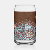 茶色のターコイズ西カントリー女性のカーボーイの花嫁 ガラス缶 (右)