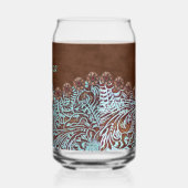 茶色のターコイズ西カントリー女性のカーボーイの花嫁 ガラス缶 (左)