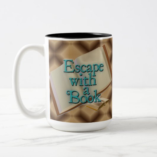 茶色のダイヤモンドの背景マグカップで逃げる ツートーンマグカップ (左)