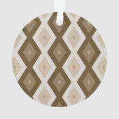 茶色のダイヤモンドパターンの色合い オーナメント (裏面)