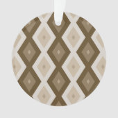 茶色のダイヤモンドパターンの色合い オーナメント (正面)
