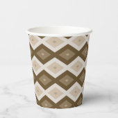 茶色のダイヤモンドパターンの色合い 紙コップ (裏面)