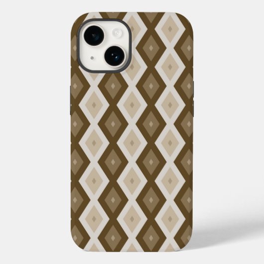 茶色のダイヤモンドパターンの色合い Case-Mate iPhoneケース (裏面)