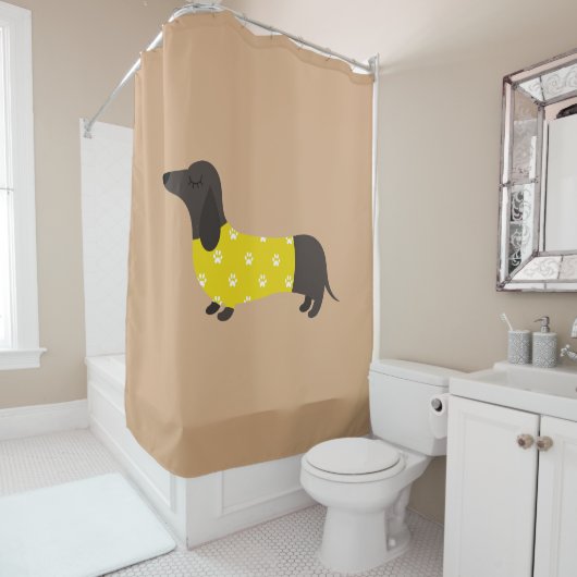 茶色のダックスシャントシャワーカーテン シャワーカーテン (インサイチュ)