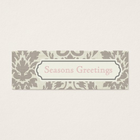 茶色のダマスクギフトラベル、プロファイルカード (正面)