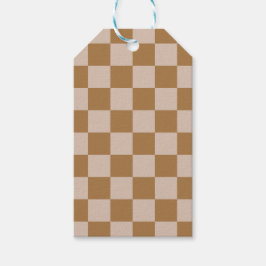 茶色のチェッカーボード ギフトタグ