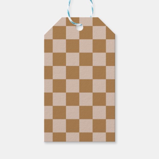 茶色のチェッカーボード ギフトタグ (正面)