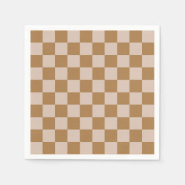 茶色のチェッカーボード スタンダードカクテルナプキン