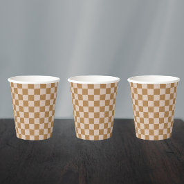 茶色のチェッカーボード 紙コップ