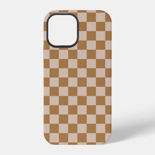 茶色のチェッカーボード iPhoneケース (裏面)