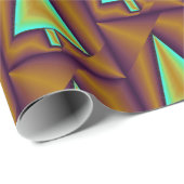 茶色のティール（緑がかった色）メタリックツリーパフィー ラッピングペーパー (ロールコーナー)