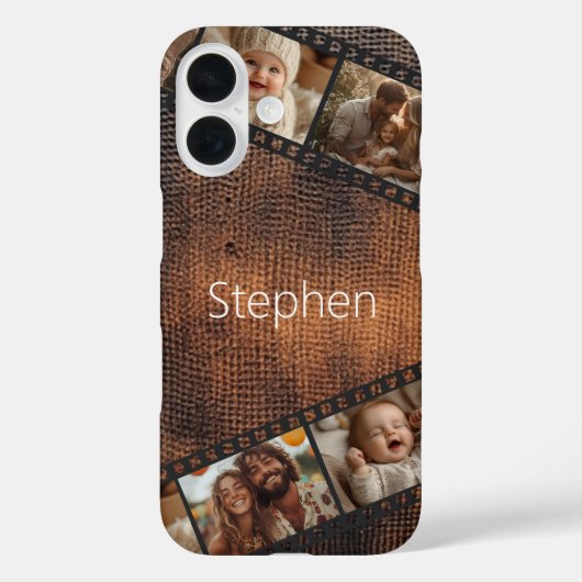 茶色のテクスチャフィルムストリップフォト Case-Mate iPhoneケース (裏面)