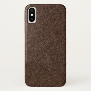 茶色のテクスチャレザー iPhone X ケース