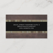 茶色のテクスチャ金ゴールドメタリックトリム 名刺 (裏面)