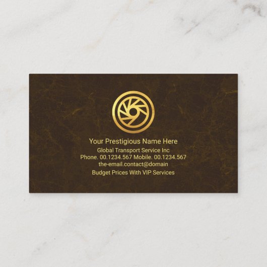 茶色のテクスチャ金ゴールドロジスティクスアイコン 名刺 (裏面)