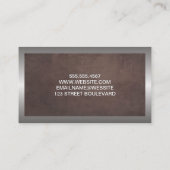 茶色のテクスチャ |シルバーフレームメタリック 名刺 (裏面)