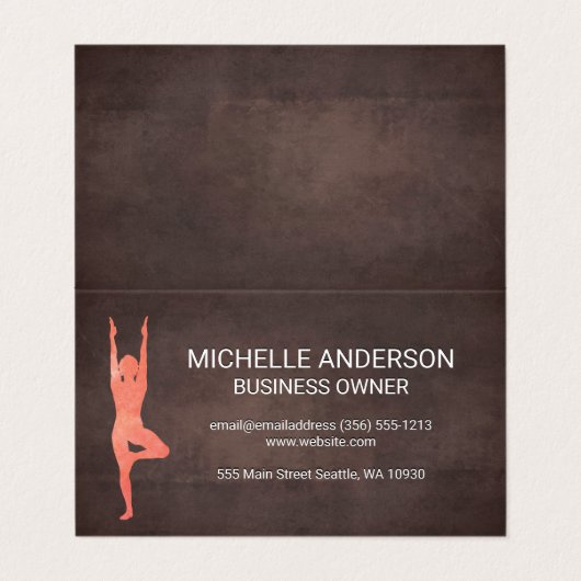 茶色のテクスチャ |ヨガ 名刺 (外部フラット)