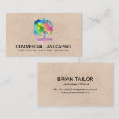 茶色のテクスチャ | 水彩ツリー 名刺 (正面/裏面)