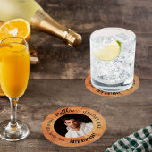 茶色のテラコッタ写真の男の神話の伝説の誕生日 ラウンドペーパーコースター