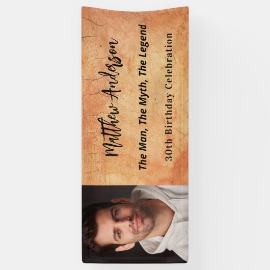 茶色のテラコッタ写真の男の神話の伝説の誕生日 横断幕 (縦)