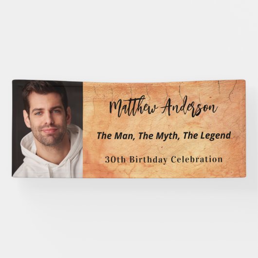 茶色のテラコッタ写真の男の神話の伝説の誕生日 横断幕 (横)