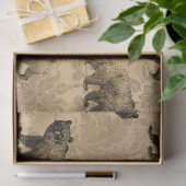 茶色のデコページ上のベア 薄葉紙 (ギフト)