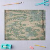 茶色のデコページ上のヴィンテージの緑の植物 薄葉紙 (クラフト)