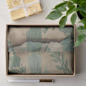 茶色のデコページ上のヴィンテージの緑の植物 薄葉紙 (ギフト)