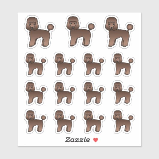 茶色のトイプードルのかわいいキャラクター犬 シール (シート)
