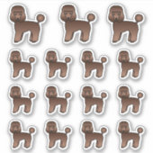 茶色のトイプードルのかわいいキャラクター犬 シール (正面)