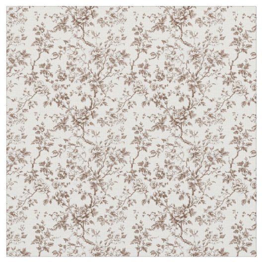 茶色のトイルとバラとねじれのつる植物 ファブリック (クローズアップ)