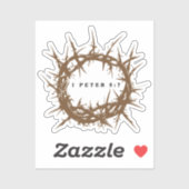 茶色のトゲの王冠と聖書の詩 1 ペテロ 5:7 シール (シート)