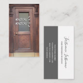 茶色のドアの注意オープナーおもしろいをノックする 名刺 (正面/裏面)