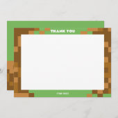 茶色のドット絵ゲーマーパーティー感謝カード サンキューカード (正面/裏面)