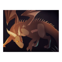 茶色のドラゴンのファンタジーアートポスター