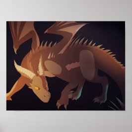 茶色のドラゴンのファンタジーアートポスター ポスター
