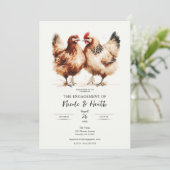 茶色のニワトリ 水彩 地方風 結婚式 披露宴 招待状 (スタンド正面)