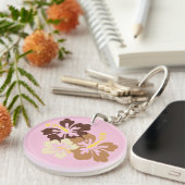 茶色のハワイアンの花 キーホルダー (正面右)